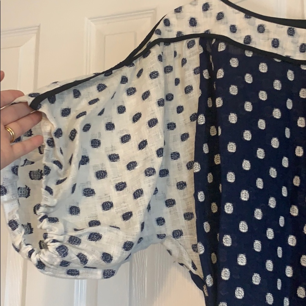 Anthropologie linen polka dot top size 8 - Picture 3 of 7